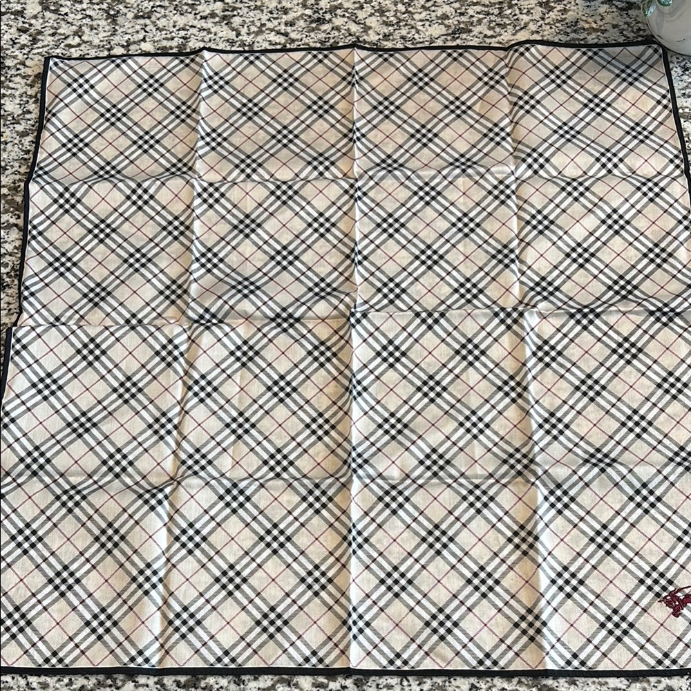 Vintage Burberry Checkered Neckerchief  Bandana Designer Scarf EUC